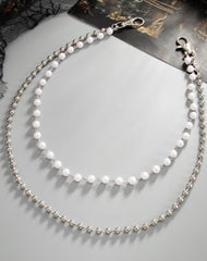 Womens Ball Wallet Chain Pearl Wallet Chain for Women Double Wallet Chain