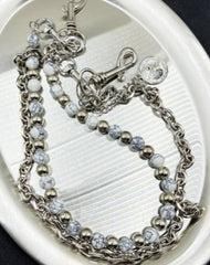 White Turquoise Beaded Wallet Chain Ball Wallet Chain Double Wallet Chain
