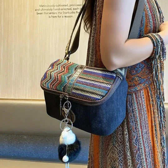 Embroidery Canvas Small Shoulder Bag Boho Waist Bag Boho Crossbody Bag - Feltify
