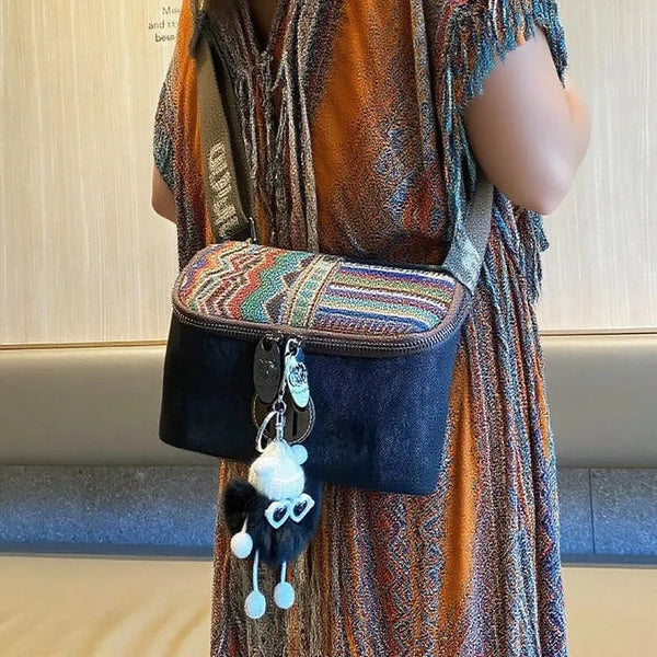 Embroidery Canvas Small Shoulder Bag Boho Waist Bag Boho Crossbody Bag - Feltify