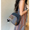 Embroidery Canvas Small Boho Crossbody Bag Boho Canvas Small Round Handbag Shoulder Bag - Feltify