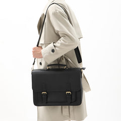 Black Cambridge Satchel Crossbody Bag Worn by Woman - EverHandmade