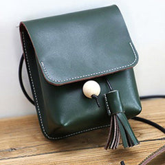 Cute Green LEATHER Small Side Bag Handmade WOMEN Phone Crossbody BAG Purse FOR WOMEN