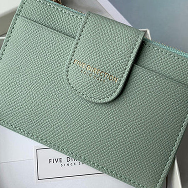 Cute Women Green Vegan Leather Slim Card Wallet Card Holder Wallet Change Wallet For Women