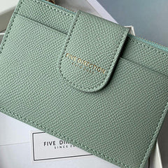 Cute Women Green Vegan Leather Slim Card Wallet Card Holder Wallet Change Wallet For Women