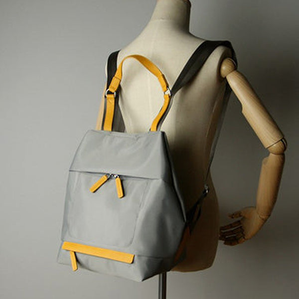 Womens Nylon Backpack Best Satchel Backpack Purse Nylon Gray School Rucksack for Ladies