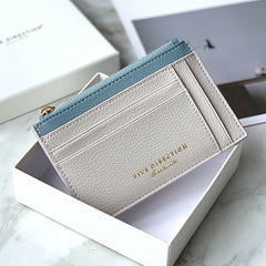 Cute Women Gray Vegan Leather Slim Card Holders Small Card Wallet Card Holder Credit Card Holder For Women
