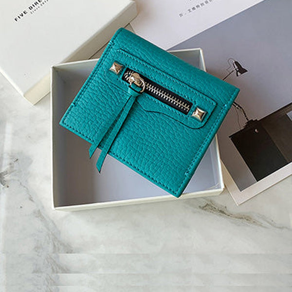 Cute Women Green Leather Card Holders Slim Card Wallet Green Bifold Credit Card Holder For Women