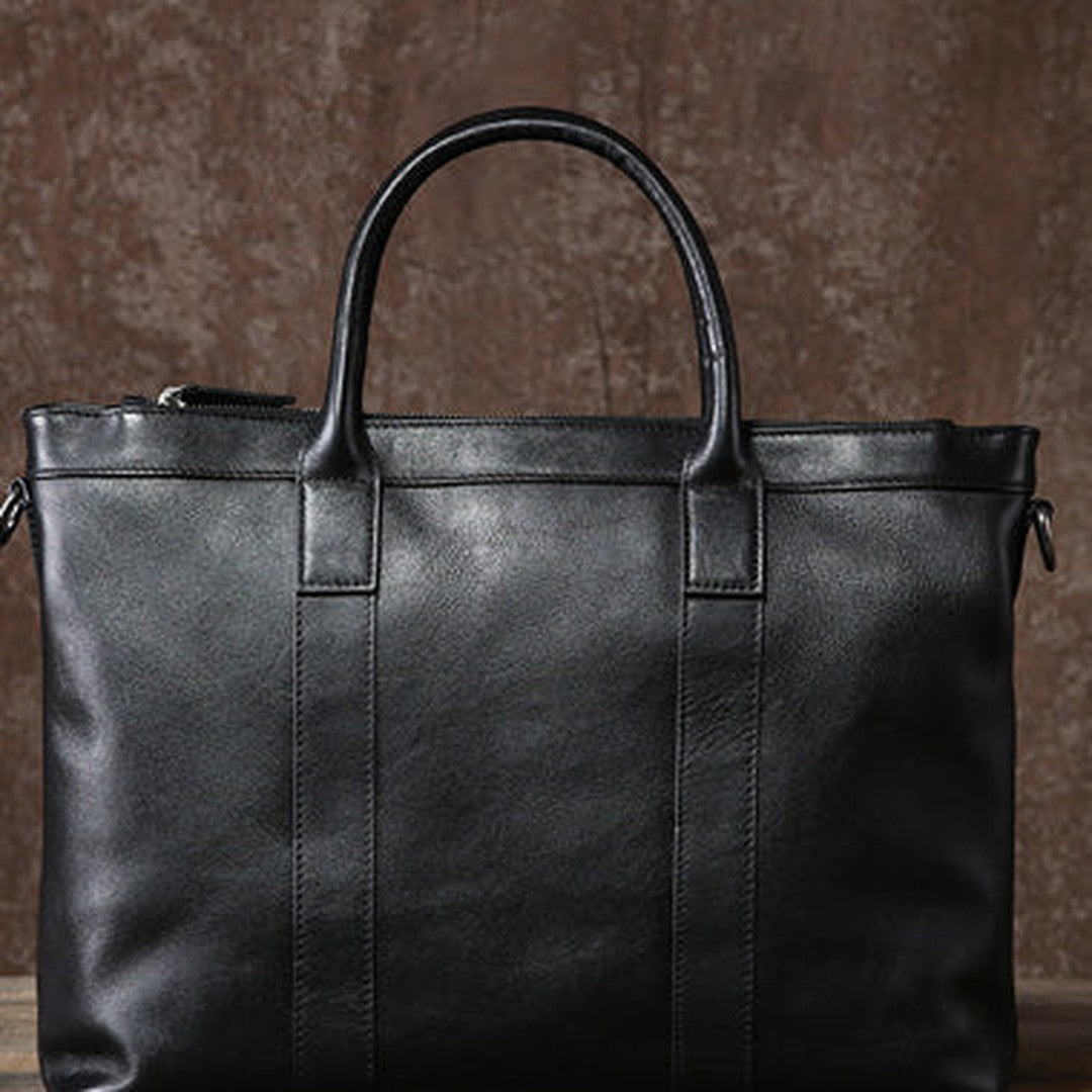 Black Leather Mens Cool Briefcase Work Bag Business Bag Laptop Bags for men