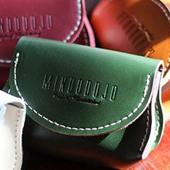Cute Green Leather Coin Wallet Card Holder Handmade Women Makeup Pouch For Women