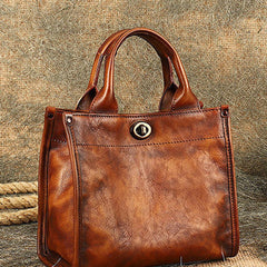 Best Brown Leather Womens Small Handbag Vintage Sqaure Crossbody Purse for Ladies