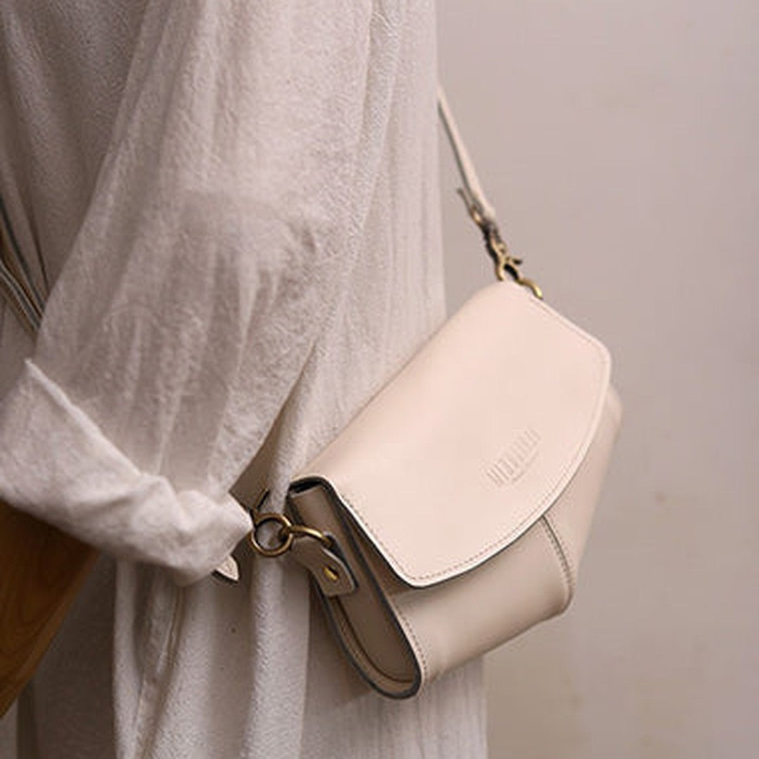 Cute LEATHER Sling Bag Side Bags White WOMEN Saddle SHOULDER BAG Small Crossbody Purses FOR WOMEN