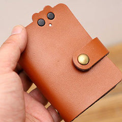 Cute Women Brown Leather Card Holder Credit Card Wallet Bear Multi Card Wallet For Women