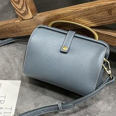 Womens Gray Leather Doctor Handbag Purses Classic Gray Doctor Crossbody Purse for Women