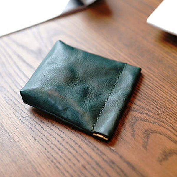 Cute Women Green Leather Change Wallet Slim Coin Wallets Headphone Case Cord Organizer For Women