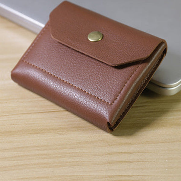 Cute Women Brown Leather Billfold Card Wallet Coin Wallets Mini Change Wallets For Women