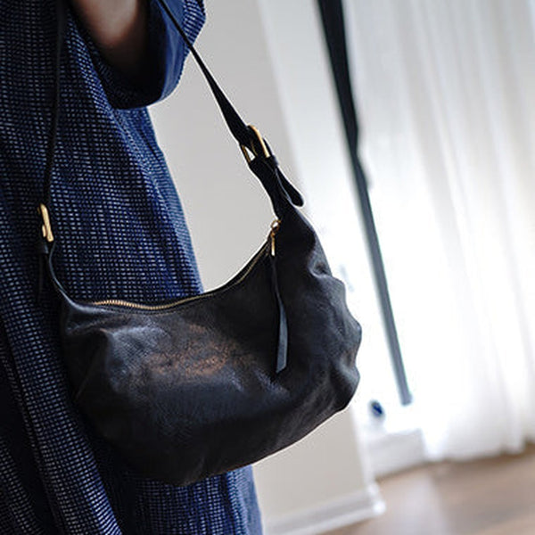 Cute Black Leather Baguette Bag Women Baguette Shoulder Bag for Women