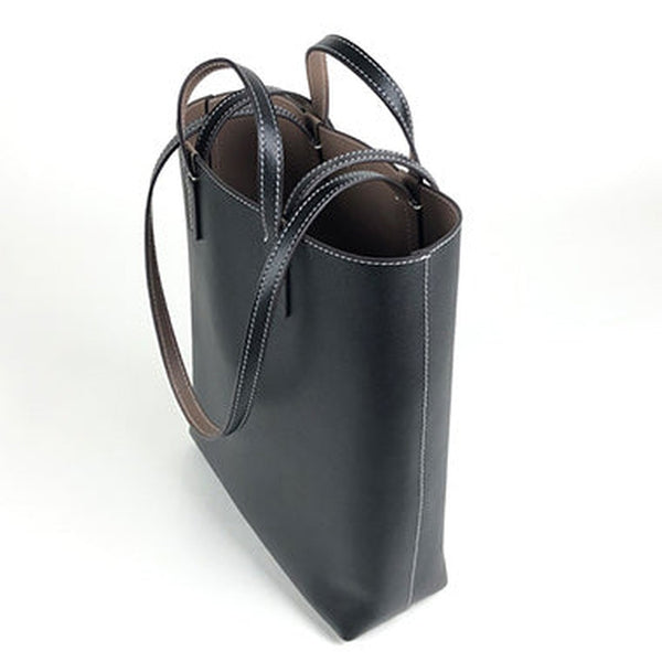 Cute Womens Black&Coffee Leather Shoulder Tote Bag Best Tote Handbag Shopper Bag Purse for Ladies