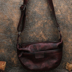 Coffee Leather Womens Saddle Shoulder Bags Saddle Vintage Crossbody Purse for Women