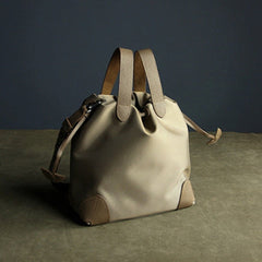 Cute Womens Khaki NYLON Bucket Handbag Purse Barrel NYLON Shoulder Bag Crossbody Purse for Ladies