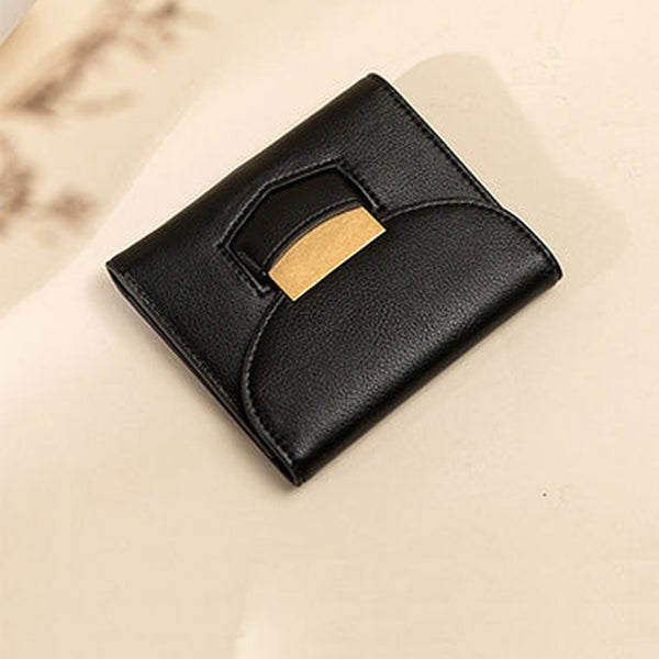 Cute Women Black Vegan Leather Small Wallet Billfold Vertical Red Card Wallet For Women