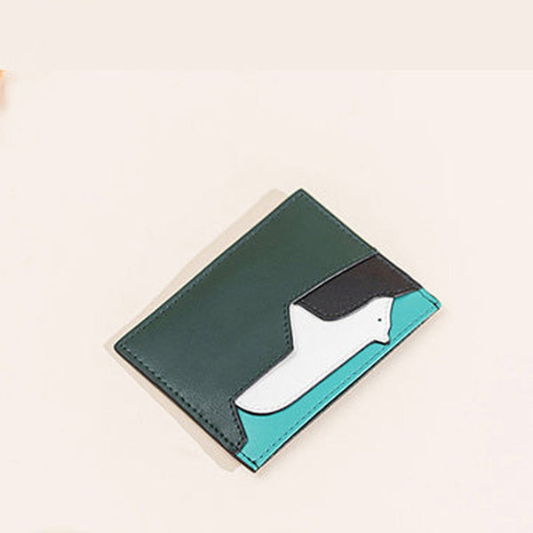 Cutest Women Green Leather Card Holder Polar Bear Card Wallet Card Holder Polar Bear Credit Card Holder For Women
