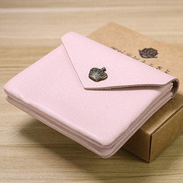 Cute Women Crown Pink Leather Mini Billfold Wallet Coin Wallets Slim Change Wallets For Women