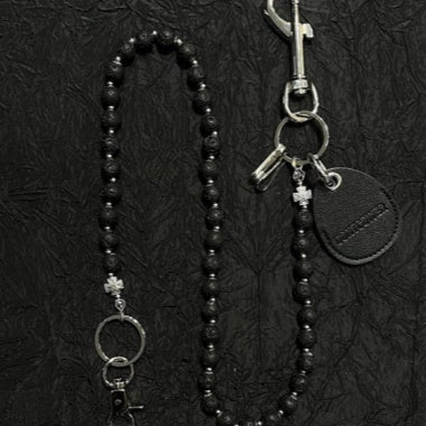 Black Ball Wallet Chain Ball Pants Chain Lavastone Bead Jean Chain