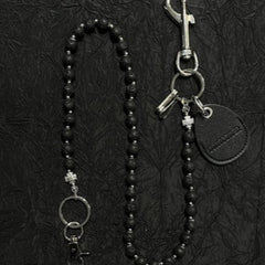 Black Ball Wallet Chain Ball Pants Chain Lavastone Bead Jean Chain