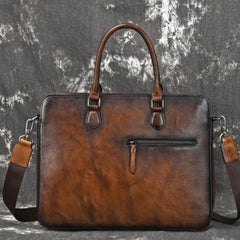 Vintage Leather Men's Briefcase 14inch Laptop Bag Handbag Work Bag For Men