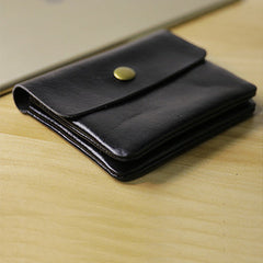 Cute Women Black Leather Mini Zip Coin Wallets Change Wallets Slim Billfold Wallet For Women