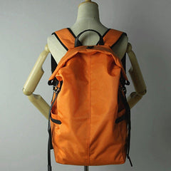 Womens Nylon Large Backpack Purse Orange Nylon Travel Backpack School Rucksack for Ladies