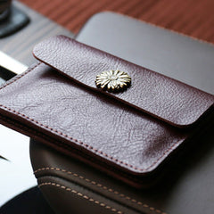 Cute Women Wine Leather Mini Card Wallet Sunflower Coin Wallets Slim Change Wallets For Women
