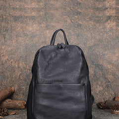 Best Minimalist Black Gray Leather Rucksack Womens Vintage School Backpacks Leather Backpack Purse