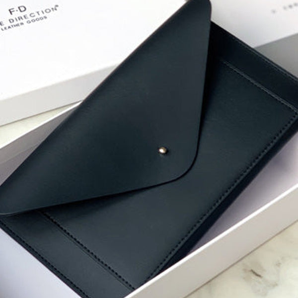 Cute Women Black Leather Envelope Clutch Wallet White Slim Large Long Travel Wallet For Women