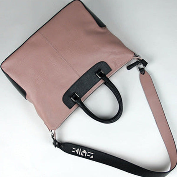 Classic Large Womens Pink Leather Work Handbag Purse Leather Shoulder Purse Bag for Ladies