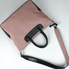 Classic Large Womens Pink Leather Work Handbag Purse Leather Shoulder Purse Bag for Ladies
