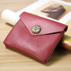 Cute Women Sunflower Navy Leather Mini Billfold Wallet Coin Wallets Slim Change Wallets For Women