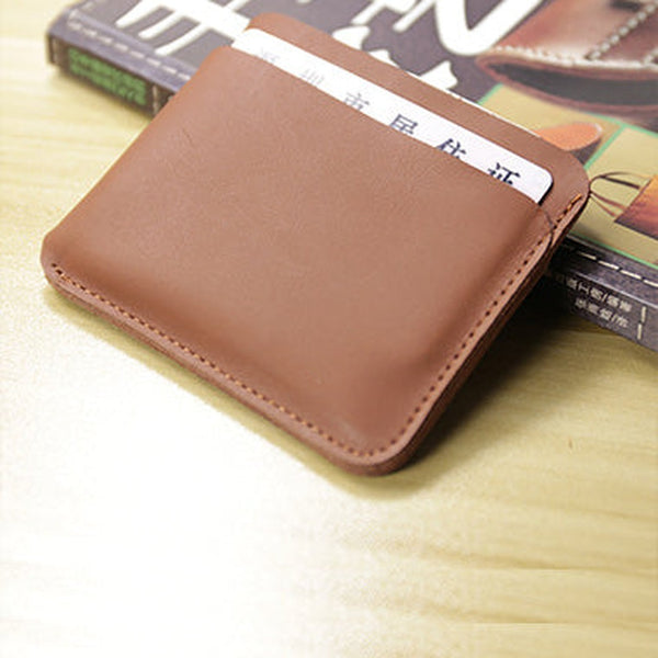 Vintage Womens Brown Leather Slim Card Holder Wallet Minimalist Card Holders Wallet for Ladies