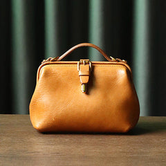Womens Yellow Leather Doctor Handbag Purses Classic Handmade Yellow Doctor Crossbody Purse for Women