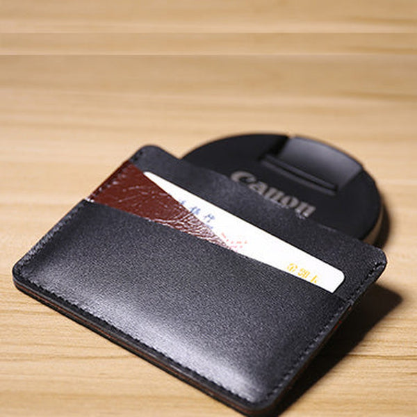 Slim Women Black&Coffee Leather Card Wallet Minimalist Card Holder Wallet For Women