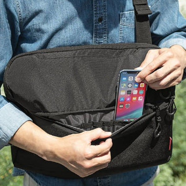 Bussiness Black 14‘’ Laptop Large Sling Shoulder Bag Mens Work Large Crossbody Sling Bag For Men