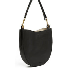 Cute Womens Black Leather Saddle Round Shoulder Bag Round Crossbody Purse for Women