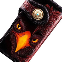 Cool Leather Wallet With Chain Wallet for Men Tooled Leather Wallet Eagle Biker Chain Wallets