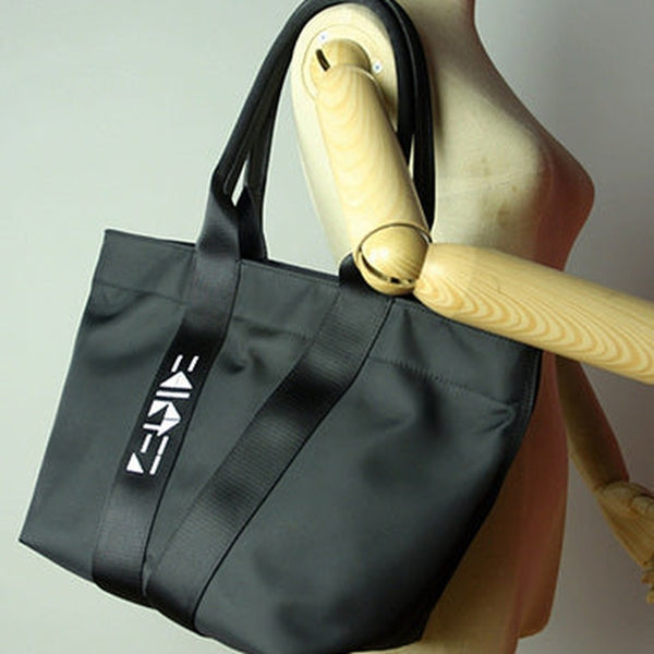 Black Womens Nylon Shopper Tote Womens Nylon Shoulder Tote Black Nylon Handbag Purse for Ladies