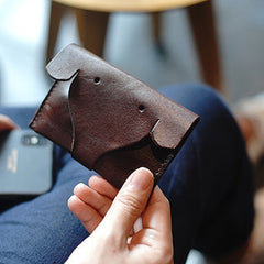 Cute Women Mini Coffee Leather Elephant Coin Pouch Small Coin Wallet Change Wallet For Women