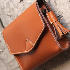 Cute Brown LEATHER Flip Side Bag Handmade WOMEN Envelope Crossbody BAG Purse FOR WOMEN