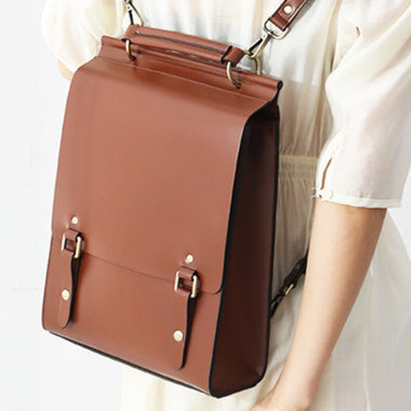 Best Brown Leather Womens Satchel Backpack Laptop Leather Brown School Backpack for Women