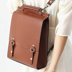 Best Brown Leather Womens Satchel Backpack Laptop Leather Brown School Backpack for Women