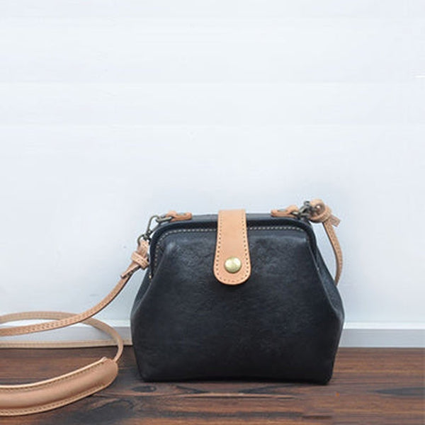 Vintage Womens Brown Leather Small Doctor Shoulder Bag Brown Doctor Crossbody Purse for Women